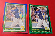 2) 2025 DONRUSS PARALLELS - #59 RYAN BRAUN / RED & BLUE & GREEN LASER - BREWERS.