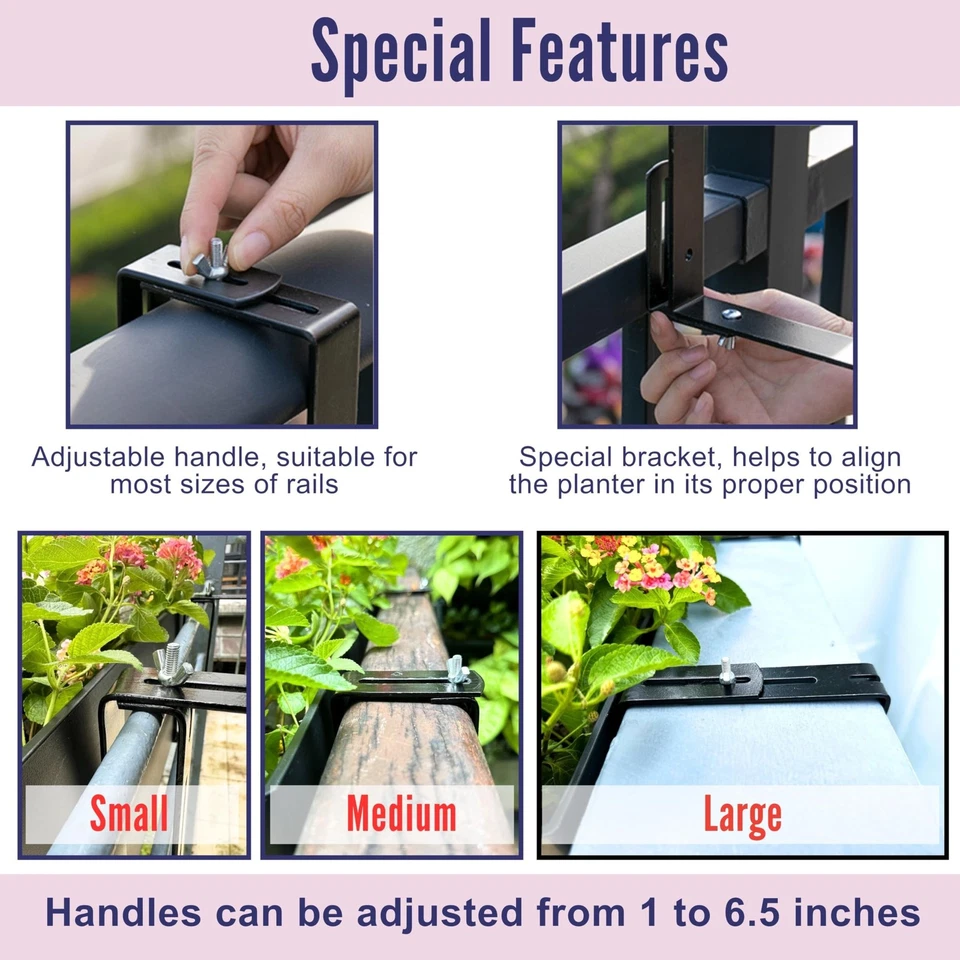 Macetadora barandilla LaLaGreen (20 pulgadas, paquete de 4) flujo de ventana rectangular blanca... Foto 3 de 4