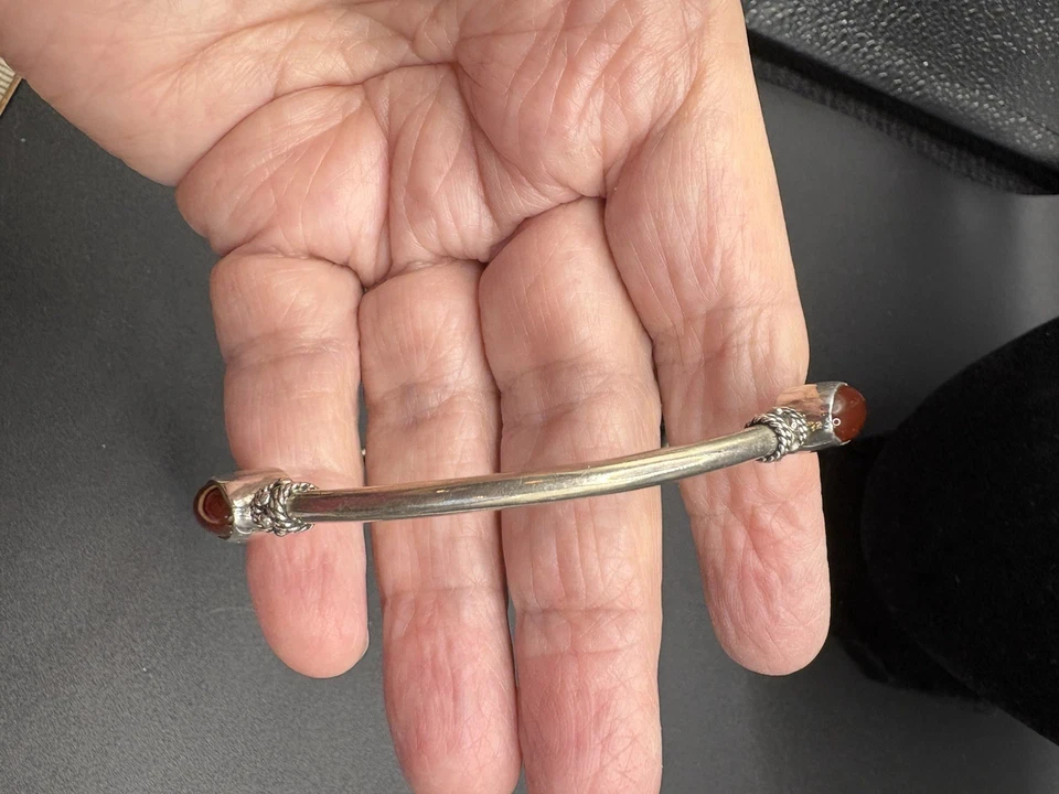 Dos pulseras 38 gramos de plata de ley 925 una con piedras de cornalina Foto 4 de 4