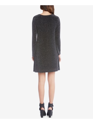 KAREN KANE Womens Black Sparkle Long Sleeve Mini Shift Cocktail Dress Size: XS - Picture 6 of 11