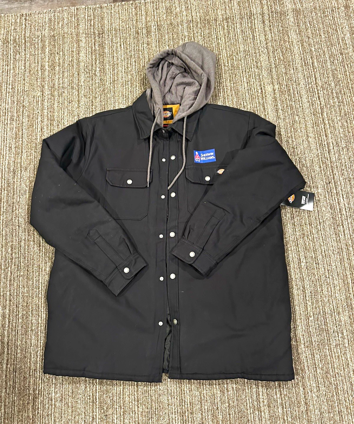 Dickies Hooded Duck Shirt Jacket Men's XL Black Lined DWR Relaxed Fit - product detail image 1