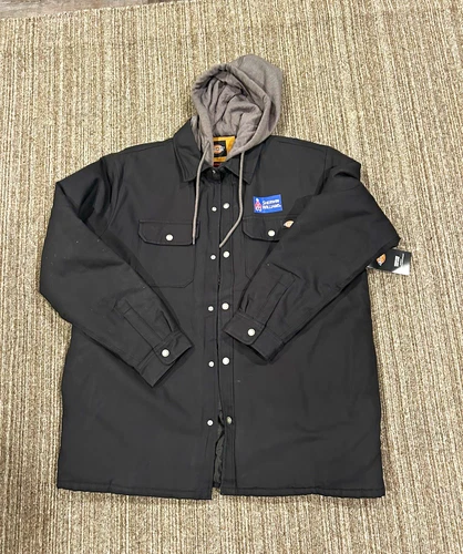 Dickies Hooded Duck Shirt Jacket Men's XL Black Lined DWR Relaxed Fit video thumbnail