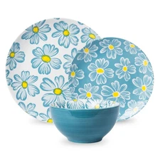 12-pieces Dinnerware Set Ceramic Dish Set Plates Sets Service for 4, Bowl Set...