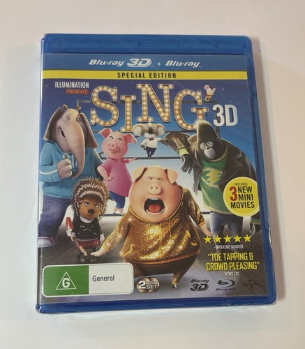 NEW! Sing 3D Blu-ray 3d + Blu-ray - Region B - Brand New And Sealed!