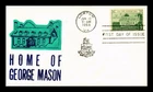 Dr Jim Stamps George Mason Home First Day Cover 1958 Flocked Cachet