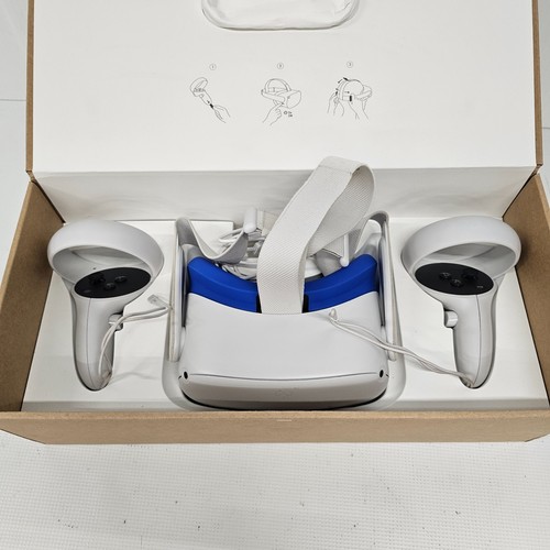 Meta Quest 2 128GB White Virtual Reality Headset Cont. Blue Silicone Face Cover - Picture 12 of 12