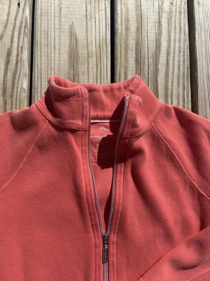 Tommy Bahama Full Zip Pullover Sweater Sweatshirt Pink Women's Small - Image 4 of 4