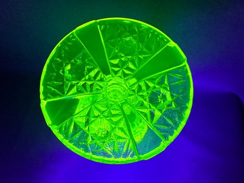Uranium Glass Vaseline Opal Goblet Daisy & Button Pattern LG Wright Adams Glass - Picture 17 of 18