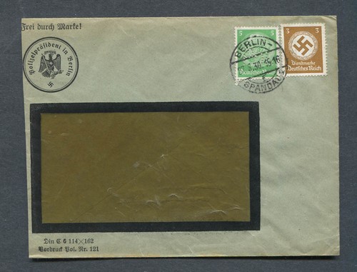 Deutsches Reich 2.WK : Schöner Dienstbrief von 1936 - Berlin Spandau Perfinstempel