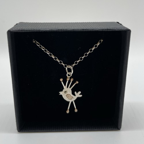 Sterling Silver Handmade Boxed Yala Bird Pendant Necklace Shetland Scotland 925