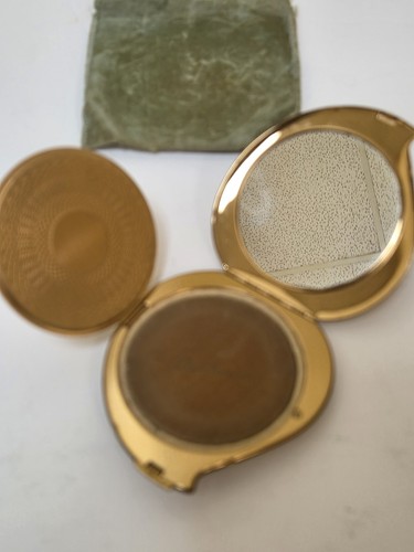 Vintage Elgin American herzförmig goldfarben verspiegelt kompakt ohne Puder USA - Bild 8 von 9