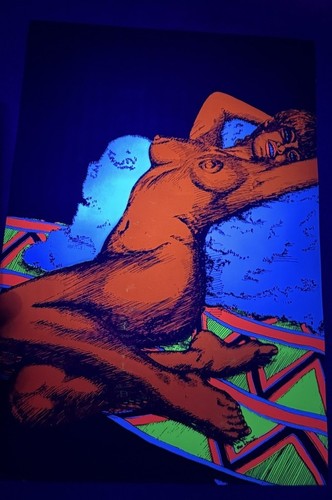 Rare Vintage 1979 Blacklight print Woman Sexy Nude Poster 31.5x21.5” - Picture 1 of 10