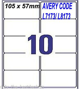 100 address labels 10 per sheet self adhesive 10 x 10 a4 avery code