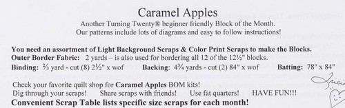 CARAMEL APPLES 70"x76" BOM Quilt Pattern FriendFolks FF 268 By Sue Carter - Picture 2 of 2