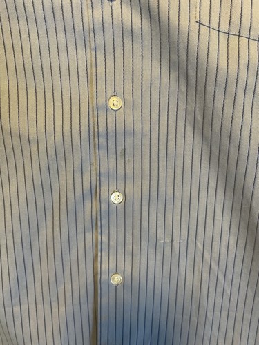 Kenneth Cole Shirt Men's 17 (34-35) Long Sleeve Button-Up Blue Stripe Collar - Picture 10 of 10