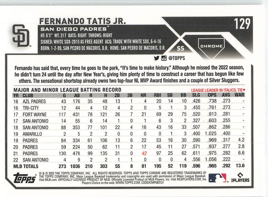 2023 Topps Chrome Base Set #1-220 - You Choose! Quantity Discount (M) - Picture 237 of 415
