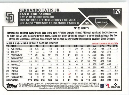 2023 Topps Chrome Base Set #1-220 - You Choose! Quantity Discount (M) - Picture 237 of 415