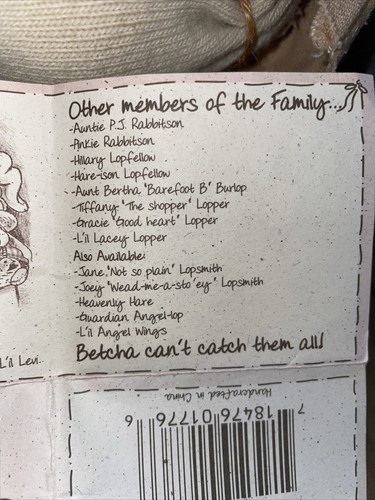 VTG LITTLE LOPS “Heavenly Hare” Guardian Angel Bunny Fabric Quilt 1st Ed Collect - Picture 8 of 12