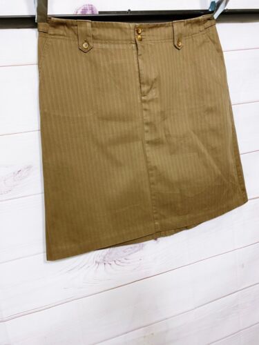 Eddie Bauer Womens Skirt Size 16 Brown Striped Pockets 100% Cotton - Picture 2 of 7