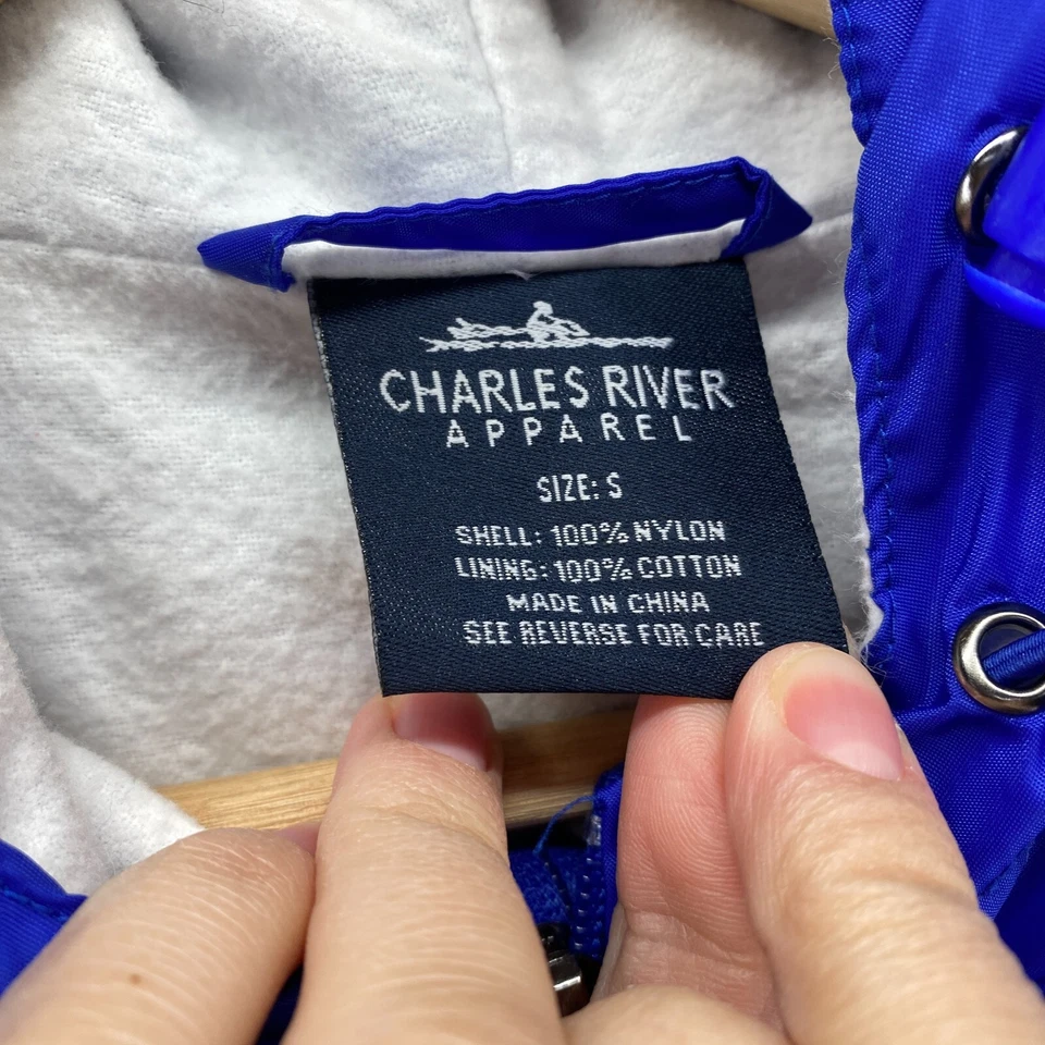 Charles River Apparel Windbreaker Jacket Men S Small Blue Zipper Hooded Lined - Image 3 of 4