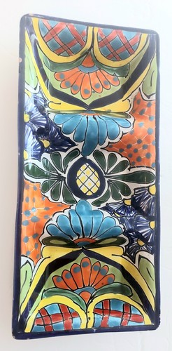 Mexican Talavera Serving Relish Dish Tray Dividers Clay Handpainted 12"×6"Fiesta - Picture 5 of 10