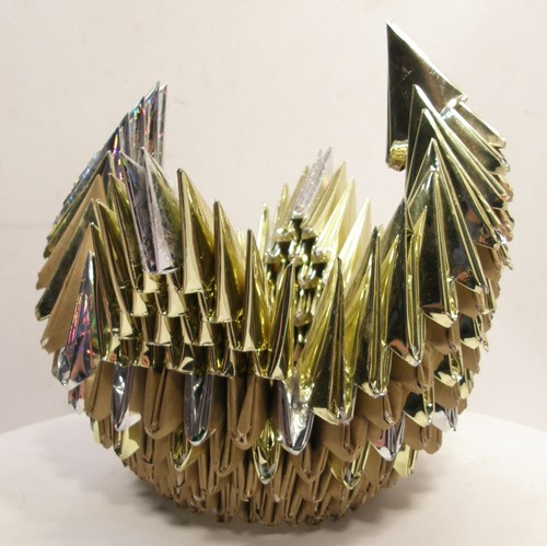 TRAMP PRISON ART FOLDED METALLIC PAPER ORIGAMI 3D GEOMETRIC SCULPTURE - Picture 5 of 24