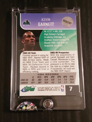 2003 Etopps #7 Kevin Garnett Timberwolves - Picture 2 of 6