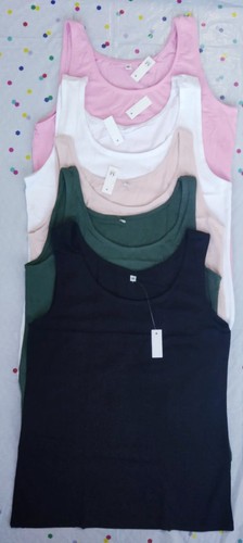 WOMEN'S STRETCHY PLAIN STRAPPY VEST LADIES TANK TOPS COTTON CAMISOLE - Picture 3 of 22
