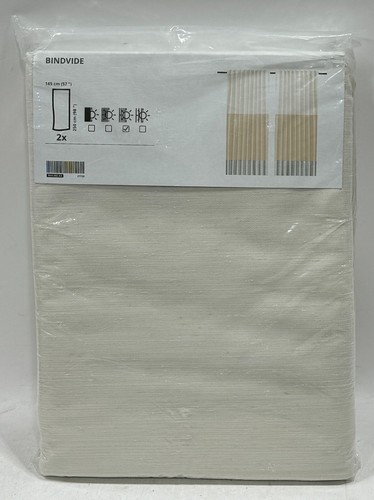 IKEA BINDVIDE Curtains Drapes 1 Pair (2 Panels) Gray White Beige 904.502.63 NWT - Picture 2 of 3