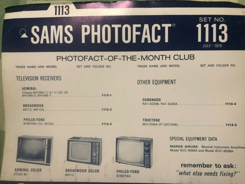 Sams Photofact Podręczniki serwisowe telewizji i radia (1100-1199) ZAKTUALIZOWANE - Zdjęcie 18 z 106