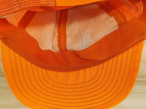 Vintage Hunter Orange Snapback Hat Trucker Cap Mesh USA Small-Medium Blaze - Picture 9 of 11