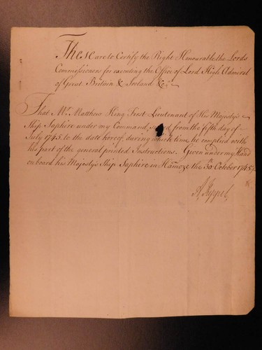 1745 Admiral Keppel SIGNED Handwritten Letter Royal Navy British Ship Saphire - Picture 5 of 11