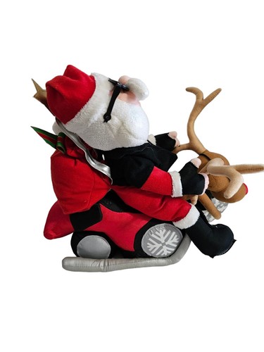 Singing Lights Santa On Bike "Santa Clause Coming TO Town" Beverly Hills Teddy - Picture 3 of 3