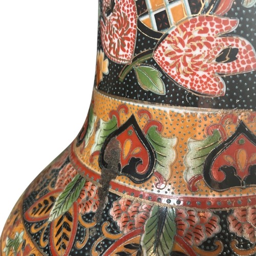 Vaso da terra 24" XX secolo vintage asiatico Satsuma double face oro arredamento casa - Foto 7 di 20