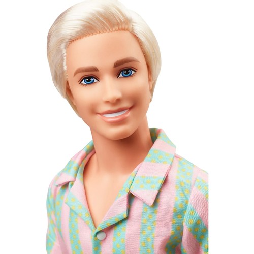 Barbie The Movie Ken Doll Wearing Pastel Striped Beach Matching Set - Picture 5 of 6