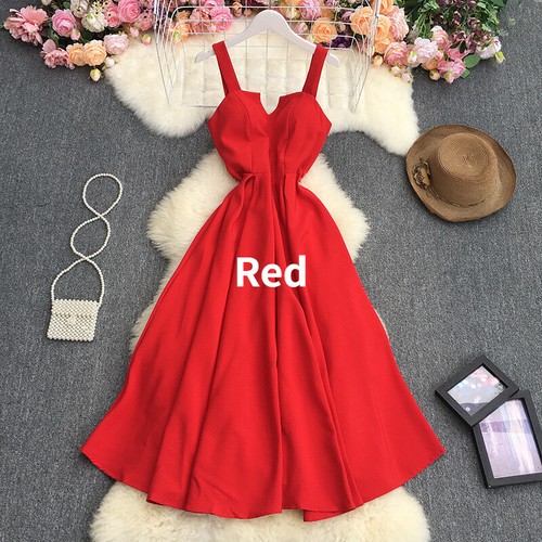 Women Slip Gown Dress Built In Bra Midi High Waist Tunic Swing Party Elegant - Picture 14 of 19