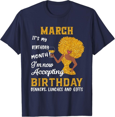 It's My Birthday Shirt Black Women March Pisces Aries Gifts T-Shirt Hoodie - Picture 8 of 18