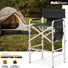 31"Folding Director Chair Aluminum Frame Camping Fishing Seat w/Side Tray+Pocket