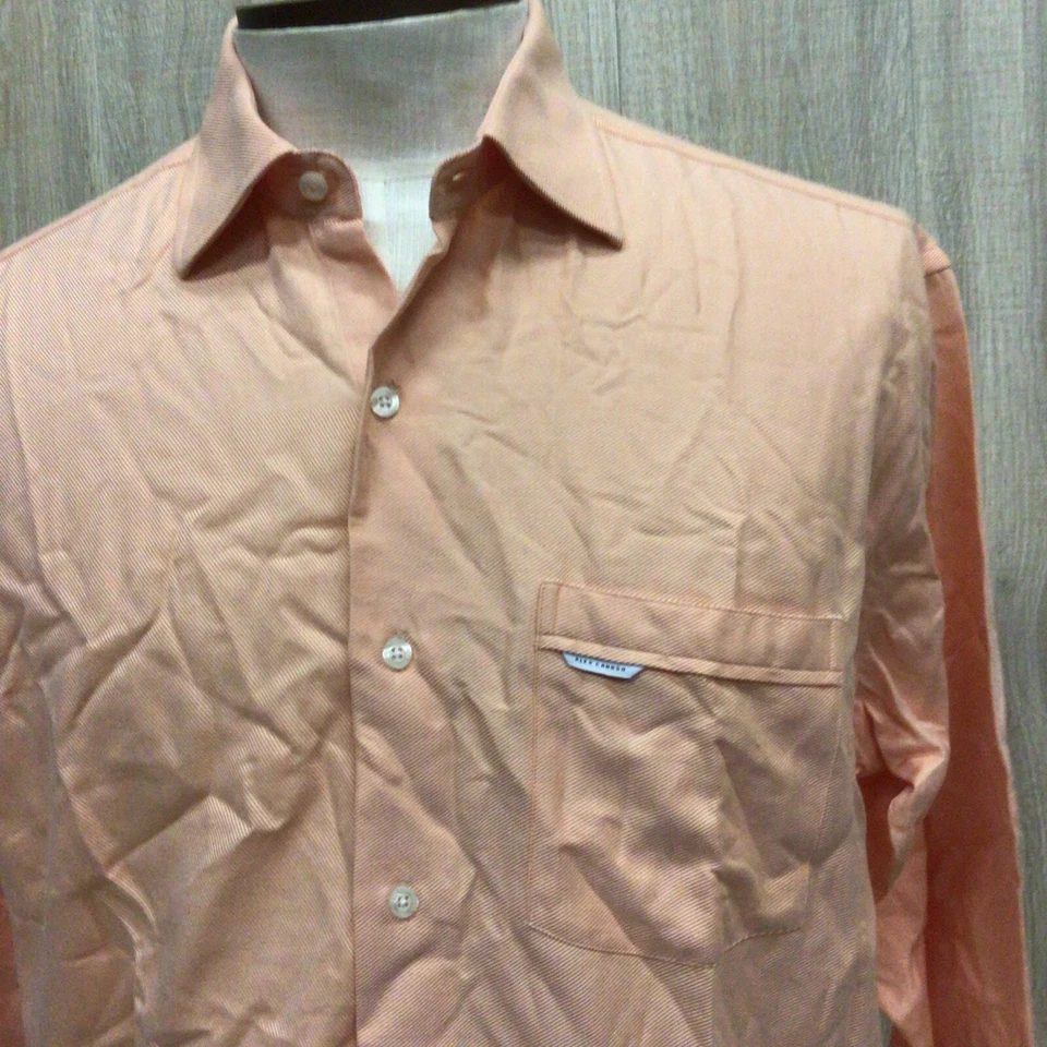 ВИНТАЖНЫЙ ALEX CANNON МУЖСКОЙ ДЛИННЫМ РУКАВОМ НА ПУГОВИЦАХ ОРАНЖЕВЫЙ РУБАШКА РАЗМЕР L НОВЫЙ С ЯРЛЫКАМИ V28 - Изображение 2 из 4