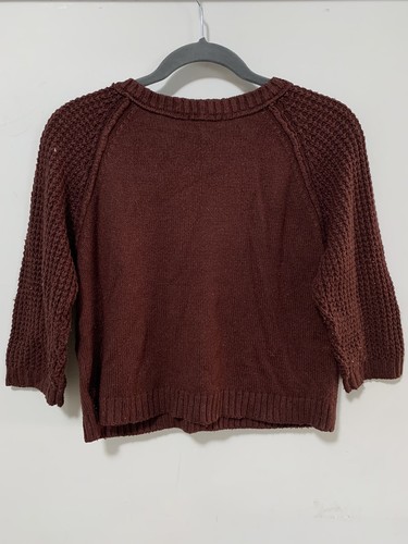 KIRRA Women XS Red Sweater Boho Urban Hippie Chunky Cropped 3/4 Sleeve - Picture 5 of 7