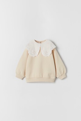 ZARA NWT sweatshirt contrast Collar embroidered size 3/4