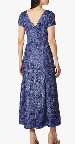 Alex Evenings Long Dress Violet Women's Rosette Lace Cap Sleeve 8P Formal - NWT - Picture 2 of 9