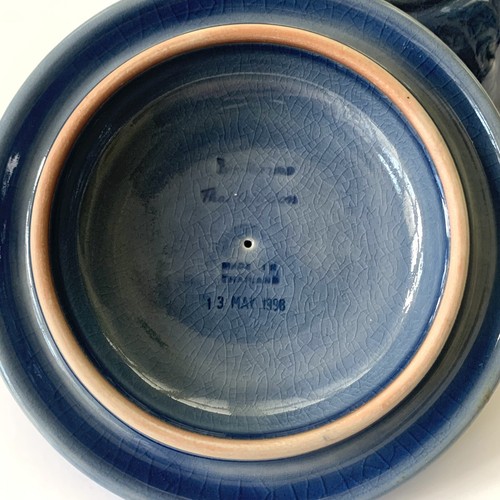 Thai Celadon Blue Lidded Bowl Raised Embossed Figures Deities Vintage - Picture 9 of 10