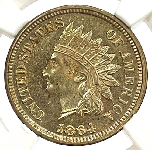 1864 USA COPPER NICKEL INDIAN HEAD CENT COIN NGC MINT STATE 64