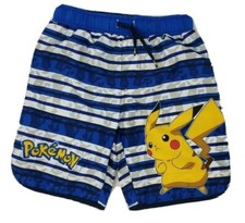 Pok mon Pikachu Blue Stripe Boy s Swim Trunks 6/7