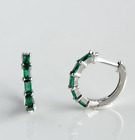 1/2' Heggie Earrings Gemstone 925 Sterling Silver 1.3x3.7mm Emerald