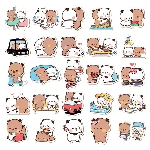 50 fogli/set adesivi panda cartone animato orso e panda Bubu Dudu adesivi bagagli GB - Foto 7 di 12