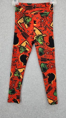 NeW LuLaRoe Kids Halloween Leggings Orange Witch Face Pattern Sz S/M - Picture 7 of 7