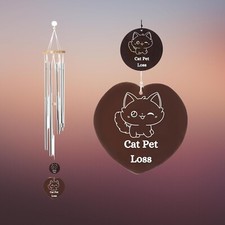Memorial Cat Pet Loss Wind Chime Beautiful Sympathy Gift for Bereaved Pet Owner.
