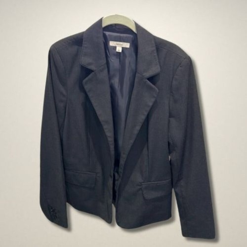 Merona Long Sleeve Blazer Notched Lapel Button Front Closure Tailored Fit Gray L